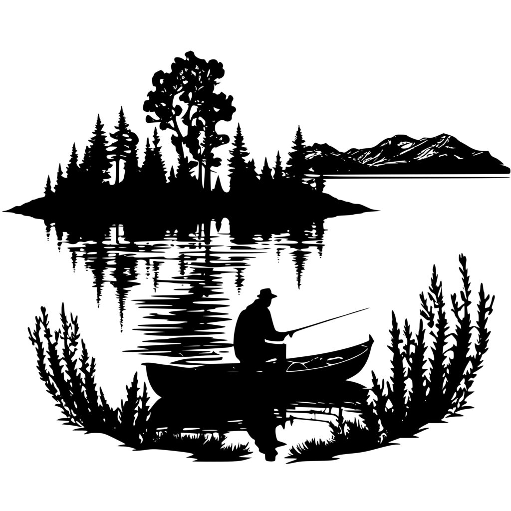 Lake Fishing Boat Silhouette