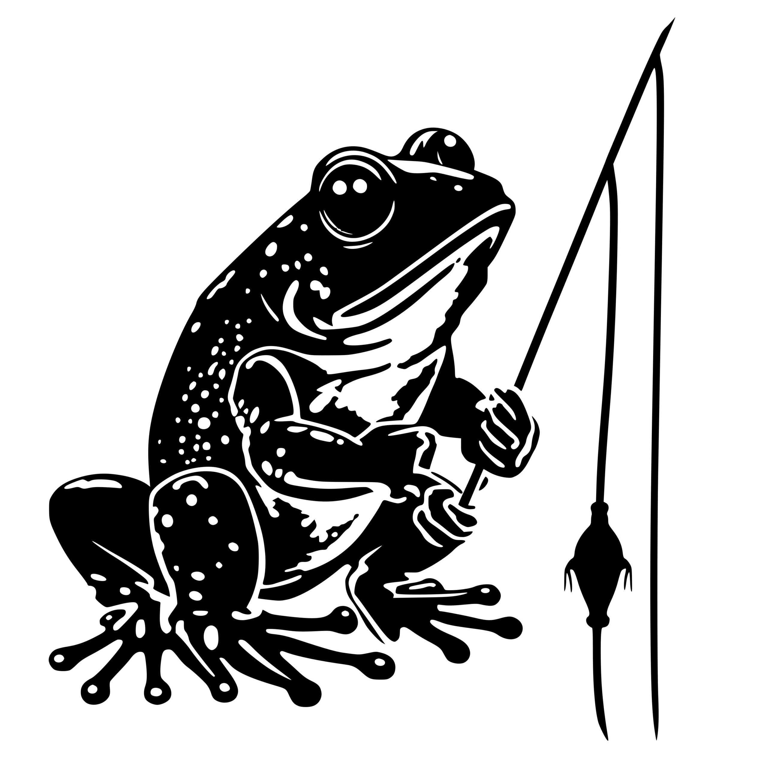 Frog Holding Fishing Rod SVG File for Cricut, Silhouette, Laser