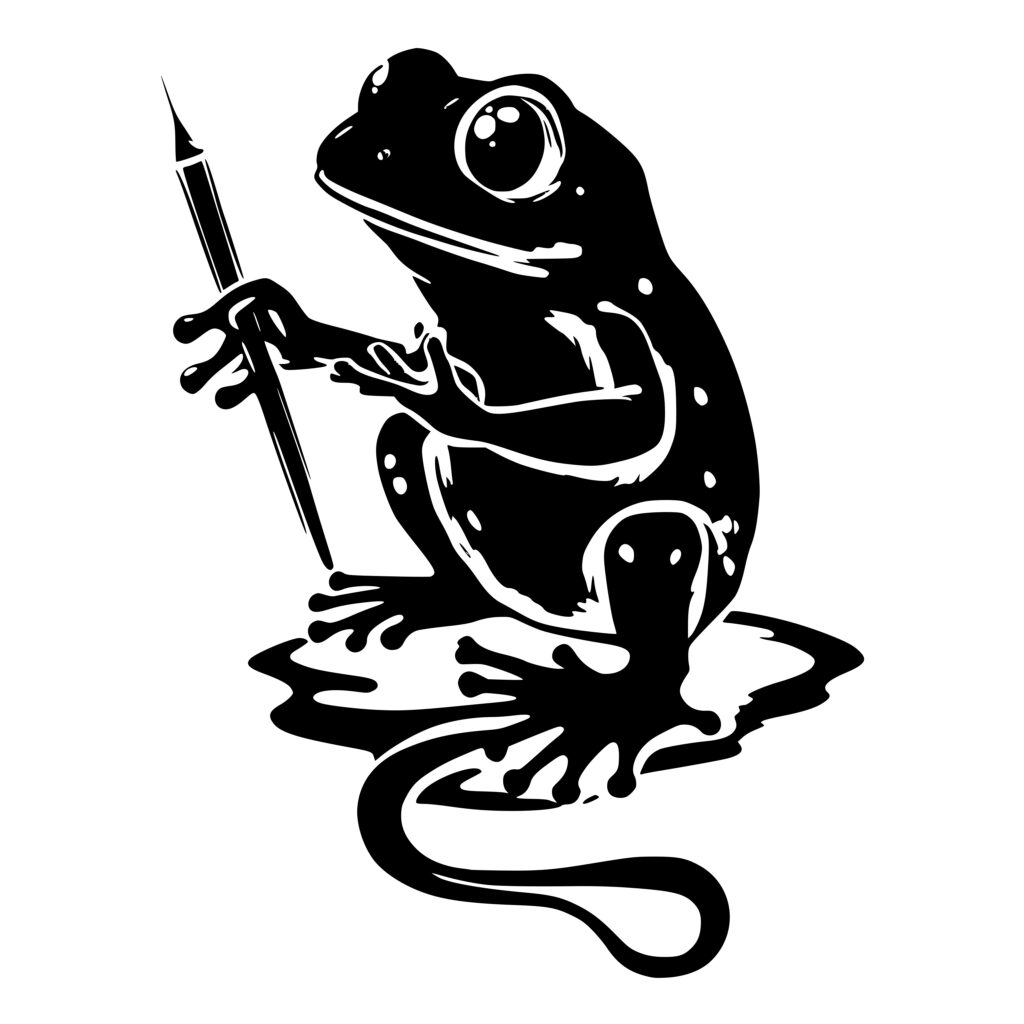 Frog Holding A Paintbrush SVG File for Cricut, Silhouette, Laser Machines