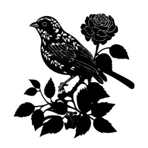 Sparrow On A Rose Bush