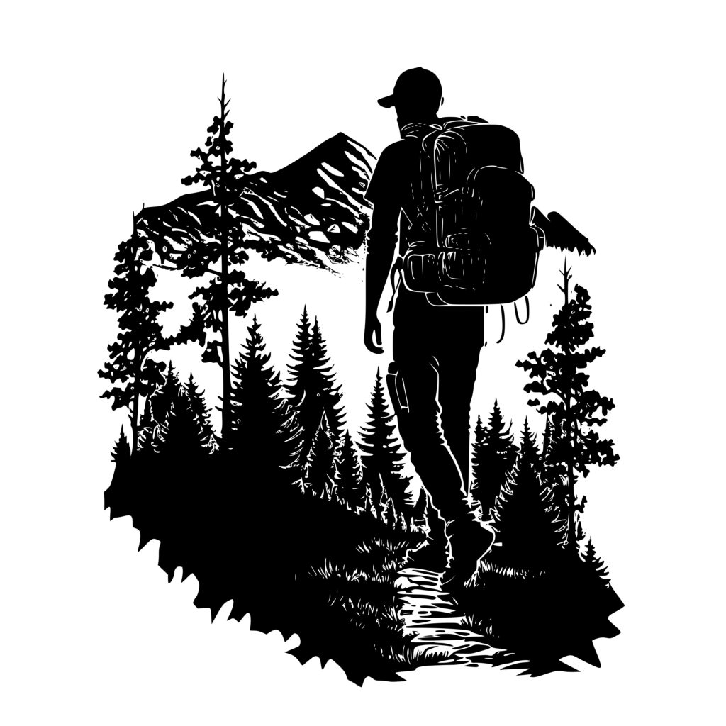 Hiking Trough Bushes: SVG Image for Cricut, Silhouette, Laser Machines