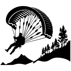 Paragliding Over Valley With Trees