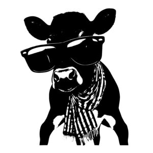 Cow Wearing a Bandana and Sunglasses