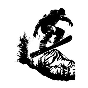 Snowboard Jump on Mountain