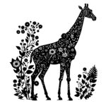 Giraffe with Floral Patterns