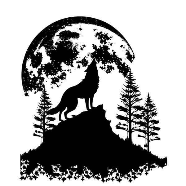 SVG Instant Download: Wolf Howling At The Moon for Cricut, Silhouette
