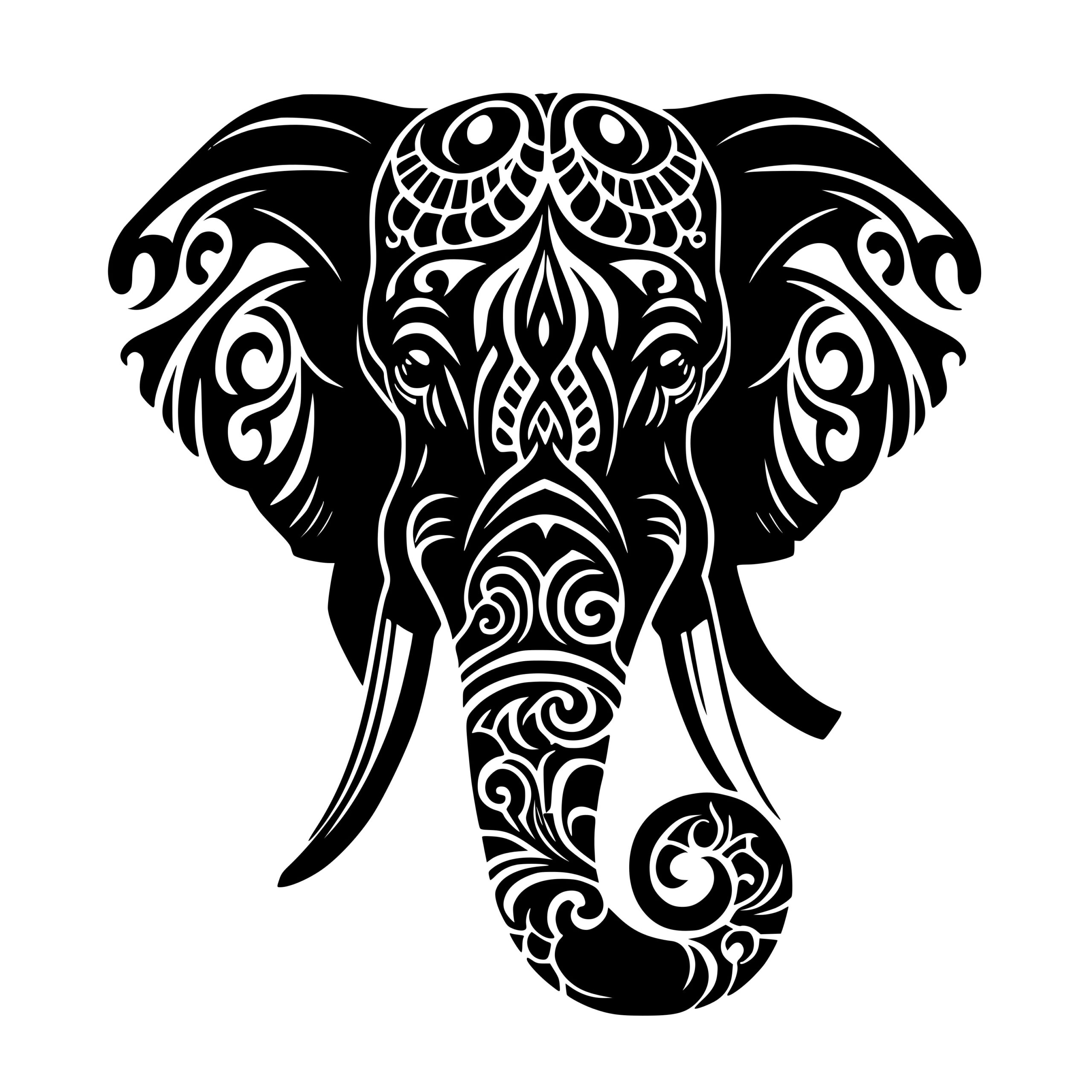 Tribal Elephant Head SVG Image for Cricut, Silhouette, and Laser