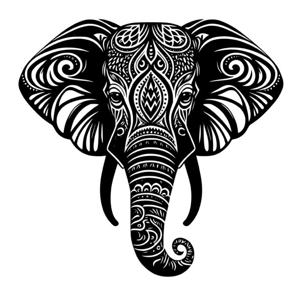 Tribal Elephant Head SVG File for Cricut, Silhouette, Laser