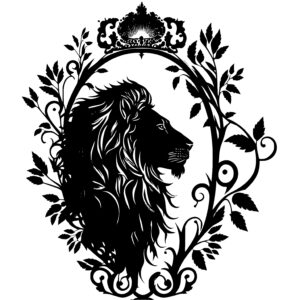 Lion Silhouette with Ornate Frame
