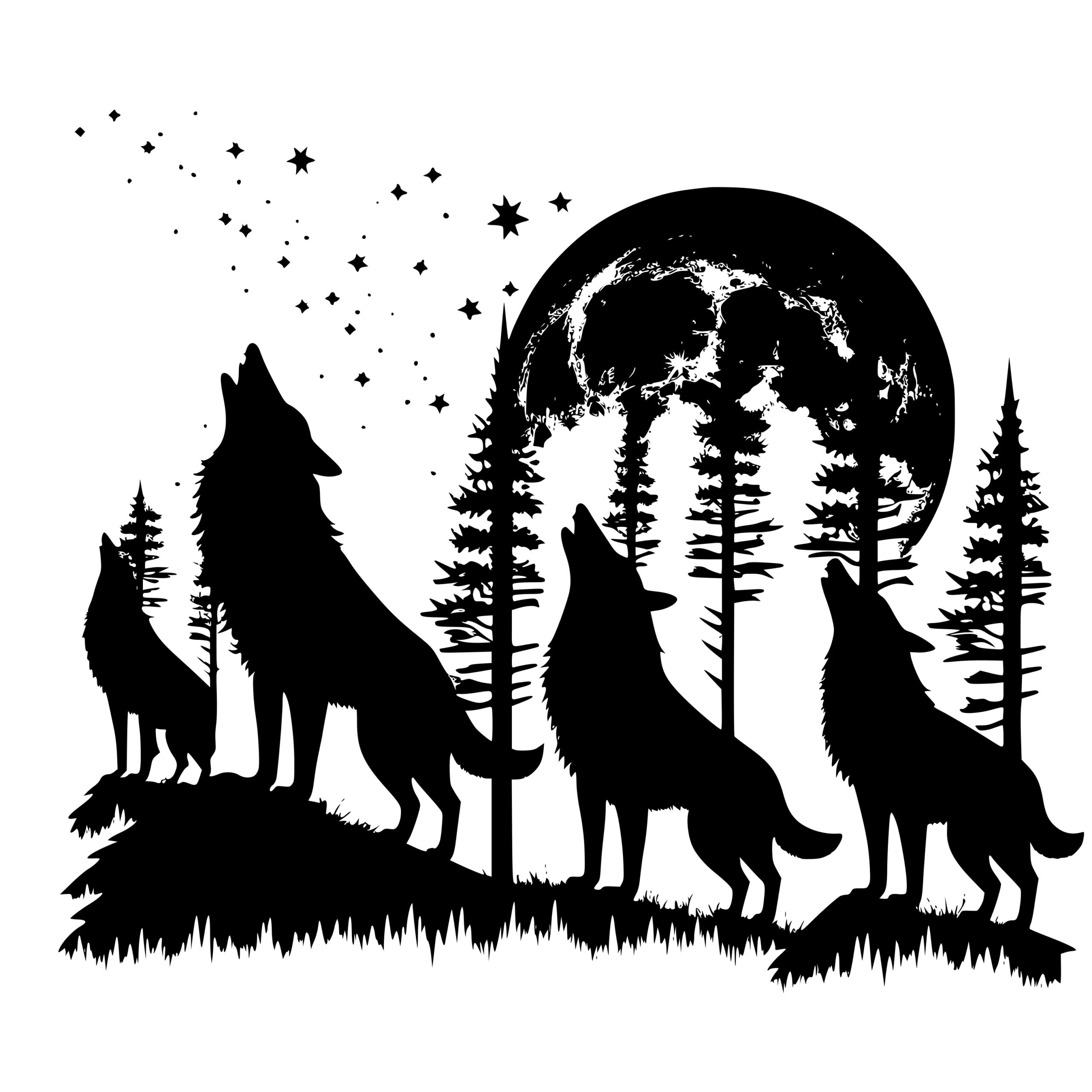 Howling Wolf Pack SVG File for Cricut, Silhouette, Laser Machines