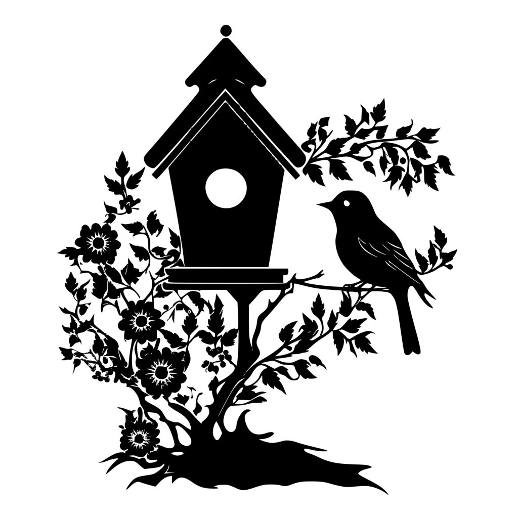 Bird With A Birdhouse - SVG File for Cricut, Silhouette, Laser Machines