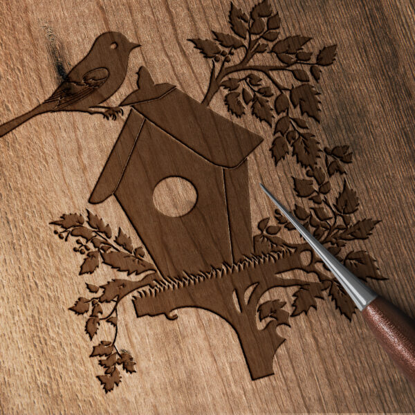 Bird With A Birdhouse SVG File for Cricut, Silhouette, Laser Machines