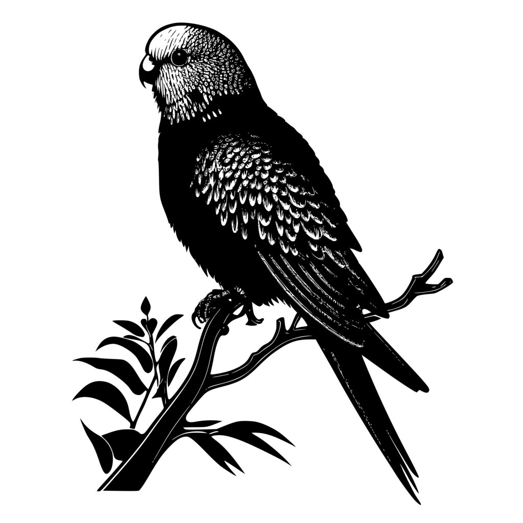 Budgie On A Perch - SVG, PNG, DXF Instant Download Files