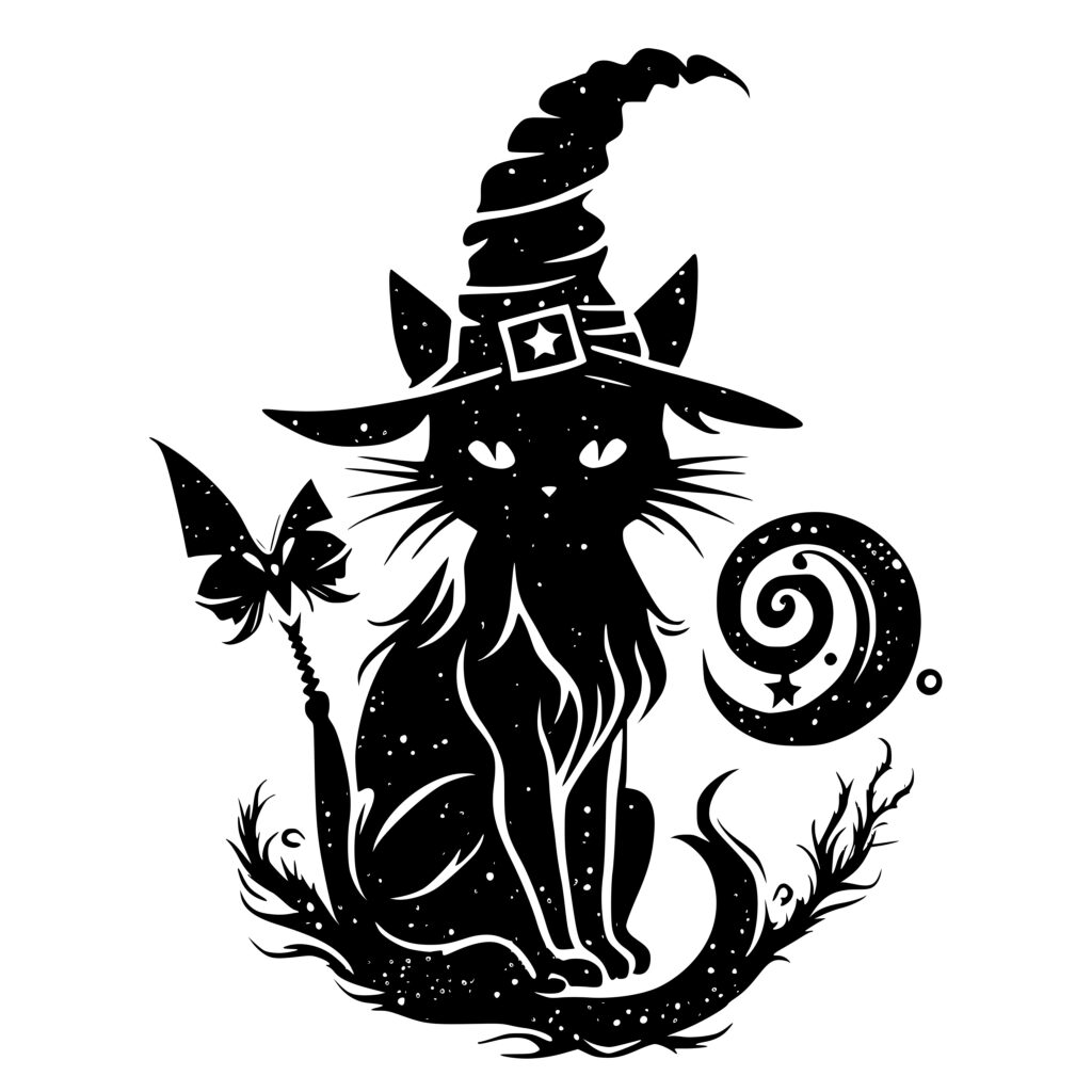 Cat Witch SVG/PNG/DXF File for Cricut, Silhouette, and Laser Machines