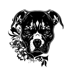 Staffordshire Terrier with a Skull Bandana
