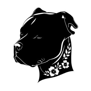 Staffordshire Terrier with Flowers