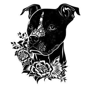 American Staffordshire Terrier with Flowers