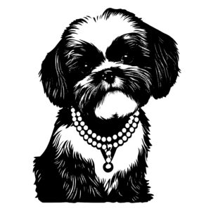 Shih Tzu with a Pearl Necklace