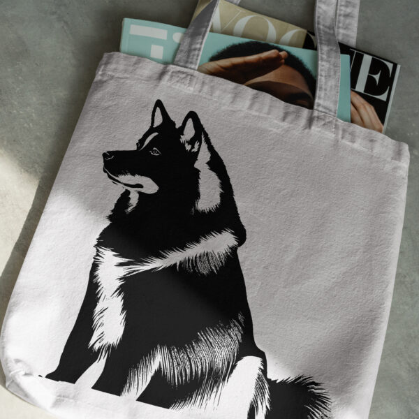 Illustrated Siberian Husky Linen Tote Bag