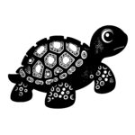 Cartoon Turtle with a Shell Pattern