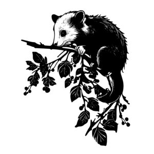Opossum Hanging from a Branch