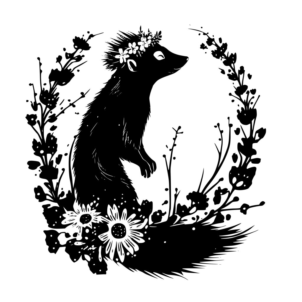 Skunk with Flower Crown SVG: Instant Download for Cricut Silhouette