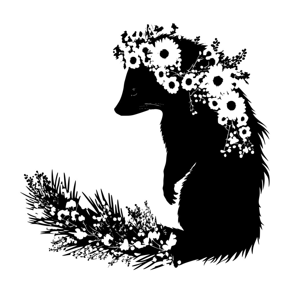 Instant Download Skunk with Flower Crown SVG File for Cricut