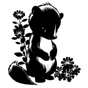 Skunk with a Flower