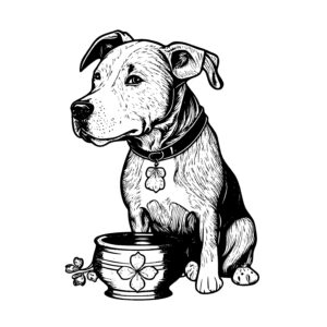 Pitbull with Clover Bowl