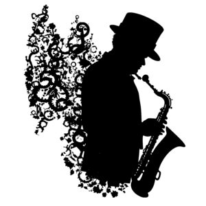 Man with Top Hat Playing Saxophone