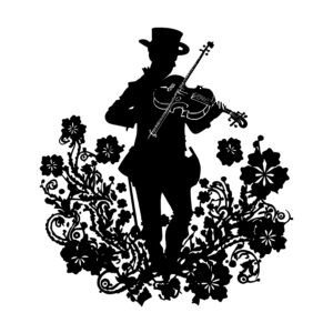 Irishman Playing Fiddle with Flowers