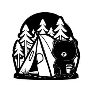 Teddy Bear with Coffee Camping