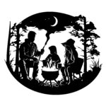 Family Camping Under Moonlight