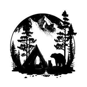 Camping with Mountains and Trees
