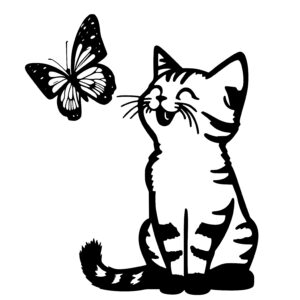 Excited Kitty with Butterfly