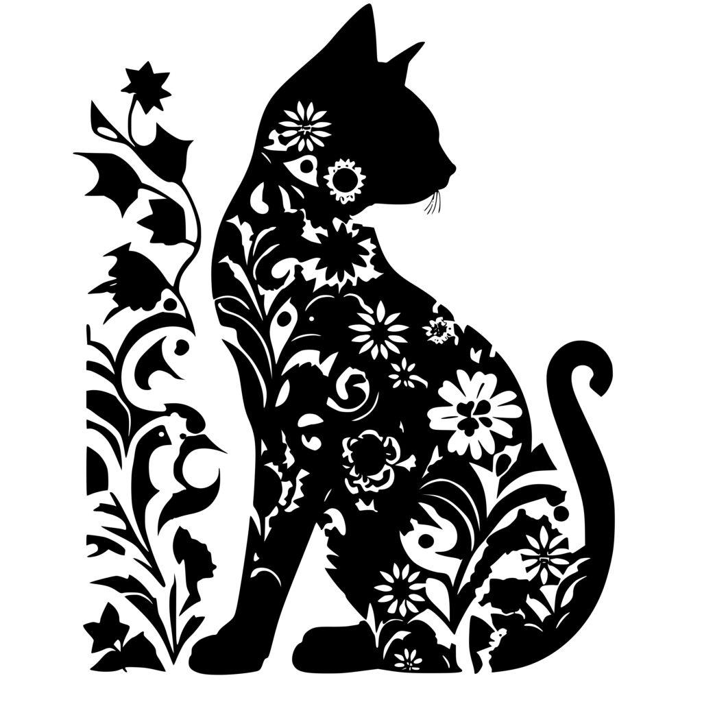 Floral Cat SVG Image for Cricut, Silhouette, Laser Machines