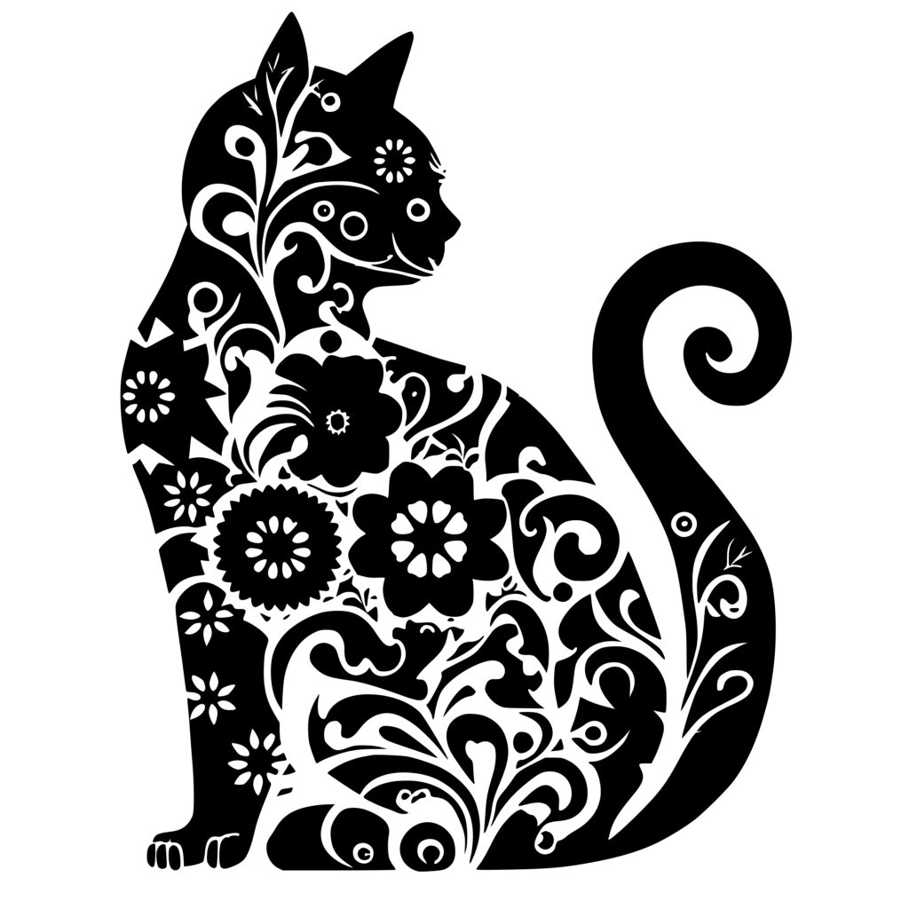 Mandala Cat SVG, PNG, DXF Files for Cricut, Silhouette, Laser