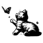 Kitten Playing with Butterfly