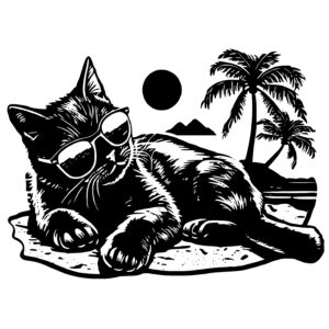 Cat On The Beach