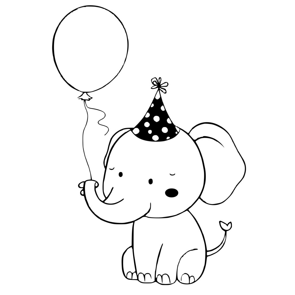 Cute Baby Elephant Balloon Party Hat SVG File for Cricut, Silhouette ...