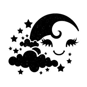 Sweet Moon with Clouds and Stars