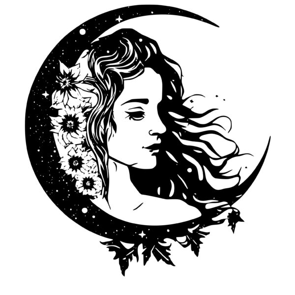 Night Garden Woman Image: SVG, PNG, DXF for Cricut, Silhouette