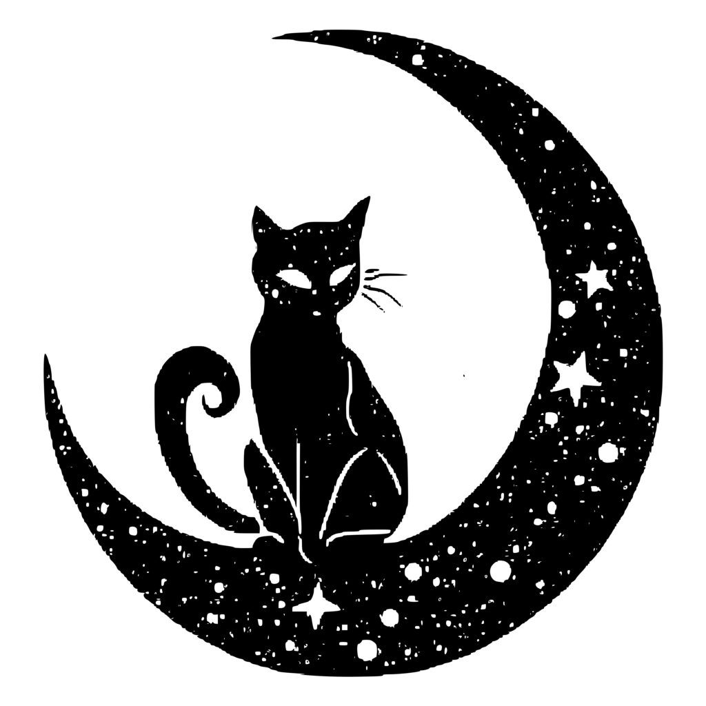 Cat in Crescent Moon: SVG File for Cricut, Silhouette, Laser