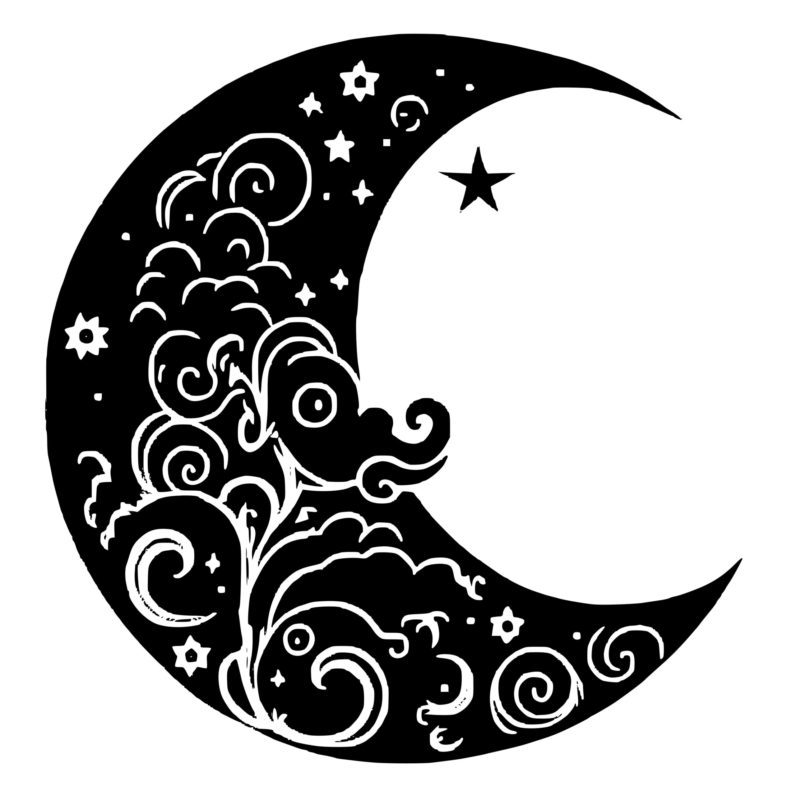 Crescent Moon Geometric Shape Logo Template PNG vector in SVG, PDF