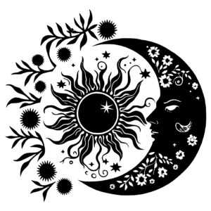 Sun and Moon with Flowers