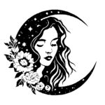 Mystic Moon Maiden with Flowers