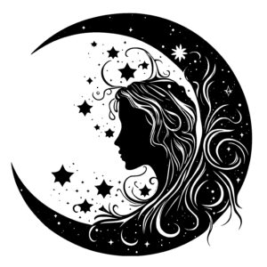Woman Silhouette in Moon
