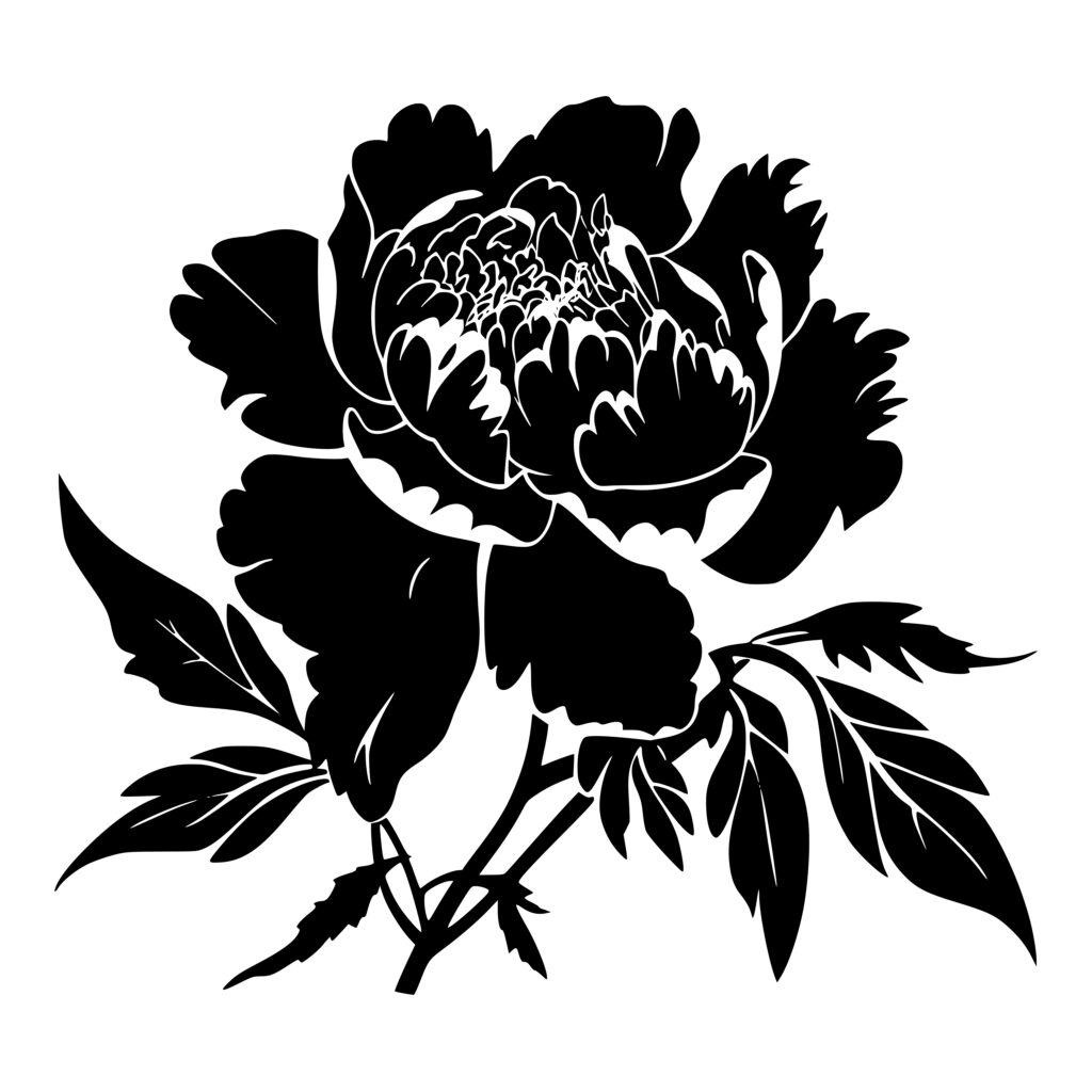 Elegant Peony with Leaves: SVG/PNG/DXF Instant Download for Cricut ...