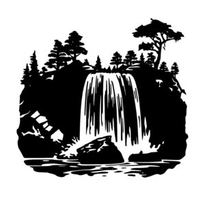 Waterfall Amidst Wooded Setting
