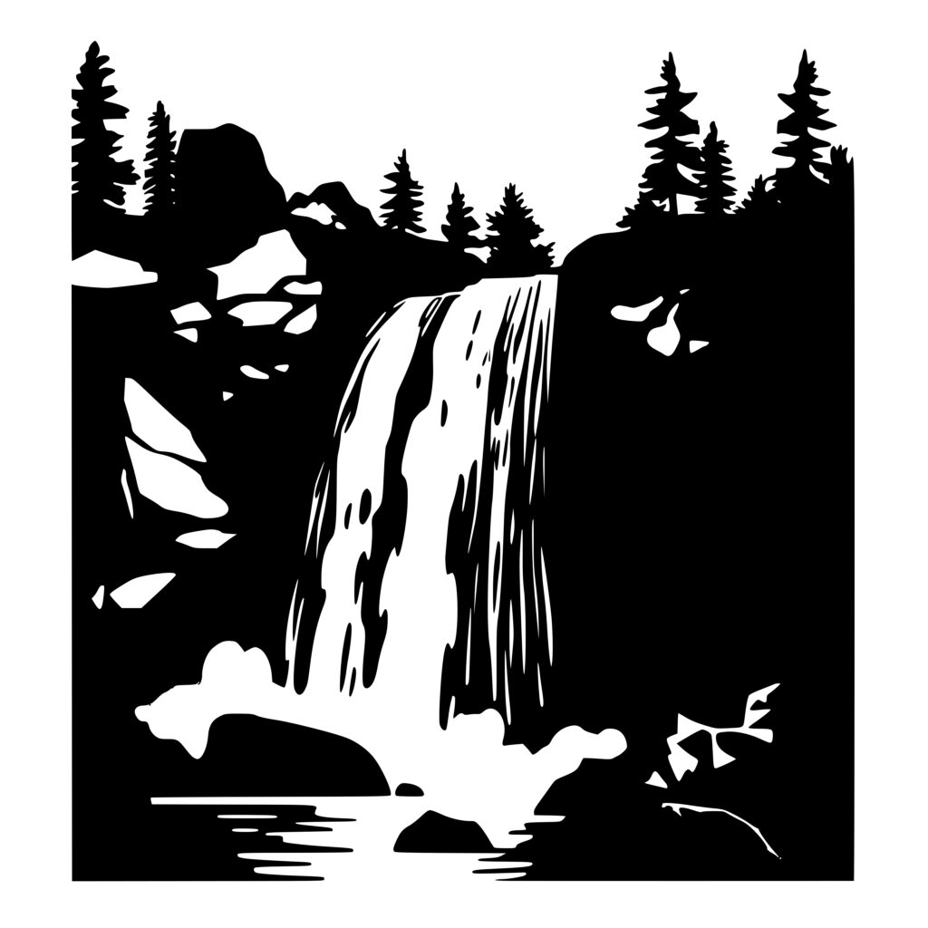 Tranquil Waterfall Landscape: Instant Download SVG/PNG/DXF for Cricut ...